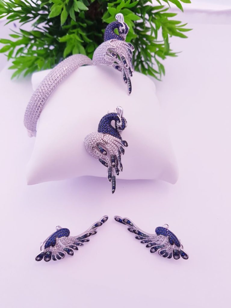 Pfau Silberschmuck Set